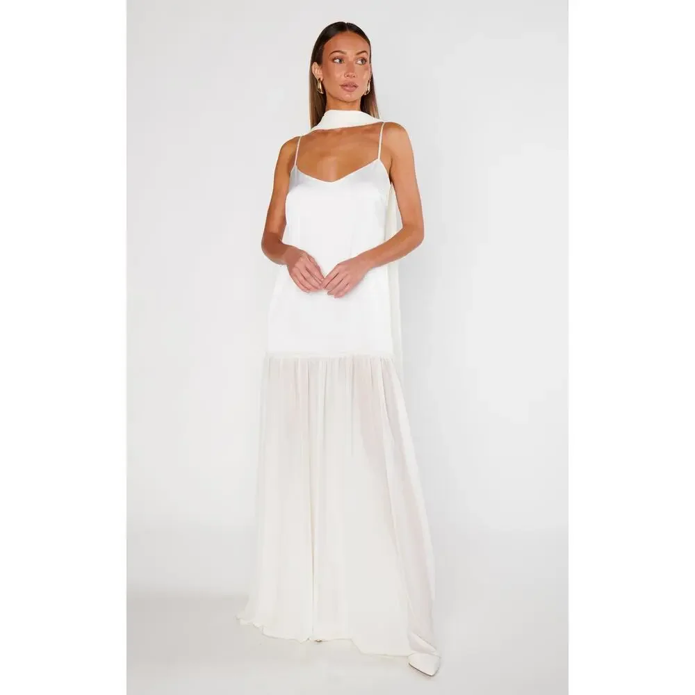 Show Me Your Mumu Dalia Maxi Dress in Ivory Luxe Satin S - Picture 3 of 6